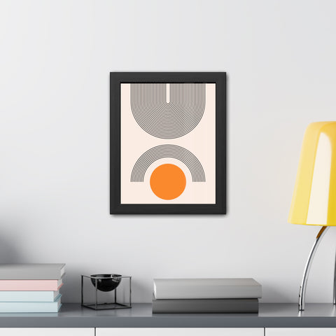 Brenda 2 - Modern Geometric Framed Poster - Minimalist Wall Art with Orange Circle