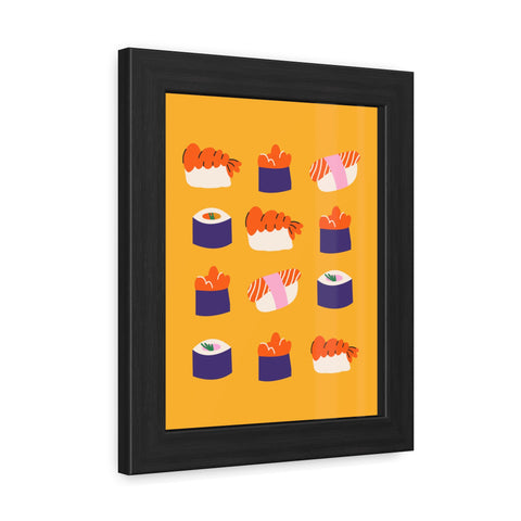 Whimsical Sushi Framed Poster - Colorful Japanese Cuisine Art