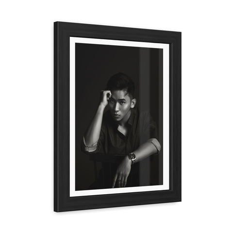 Male Portrait 1 - Elegant Framed Poster - Black and White Portrait for Modern Décor