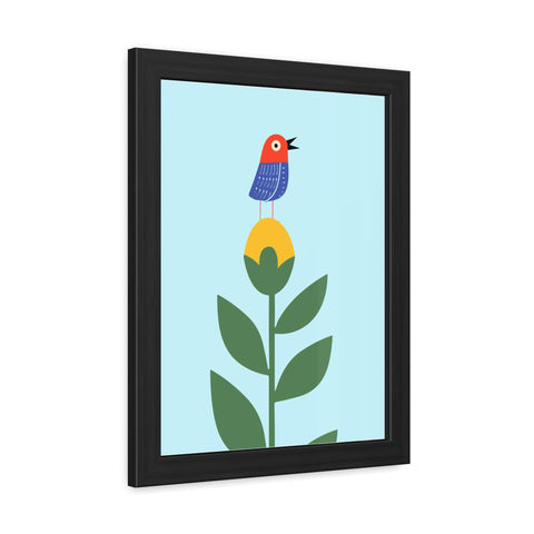 Childrana 2 - Colorful Bird & Flower Framed Poster – Cheerful Wall Art for Nature Lovers