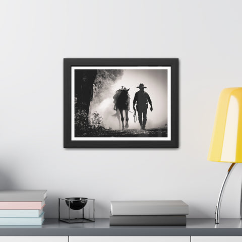 Cowboy & Horse Framed Poster - Rustic Wall Art for Equestrian Lovers