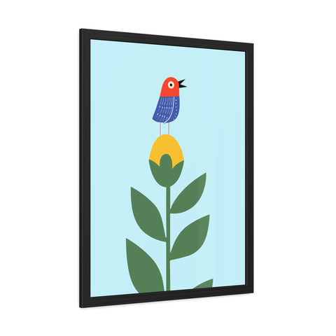Childrana 2 - Colorful Bird & Flower Framed Poster – Cheerful Wall Art for Nature Lovers