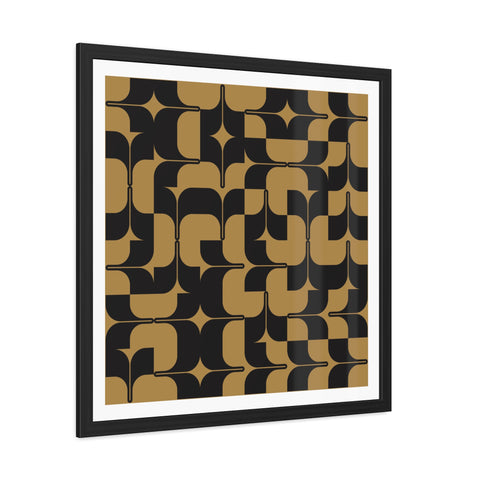 Streaks - Modern Geometric Framed Poster - Black & Gold Abstract Wall Art