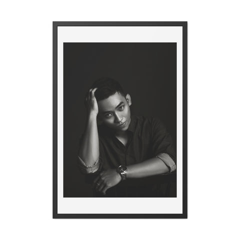 Male Portrait 2 - Modern Black Framed Poster - Stylish Wall Art for Home Decor