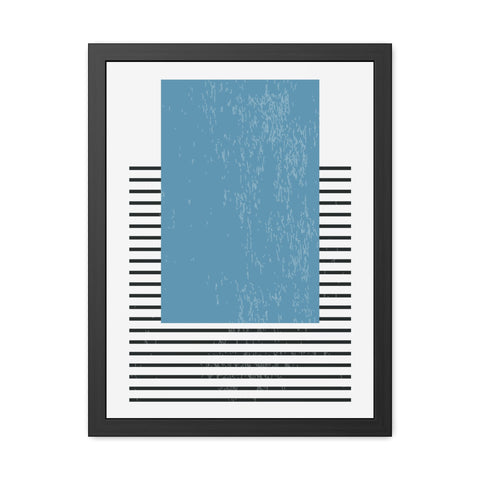 Ink Stamp 2 - Modern Minimalist Framed Poster - Blue Abstract Design for Home Decor