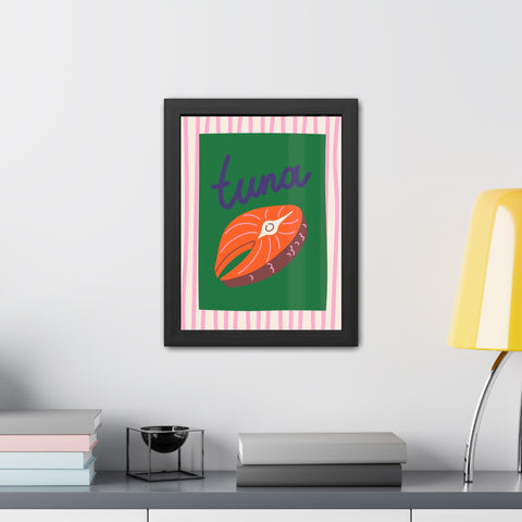 Whimsical Tuna Framed Poster - Fun Kitchen Decor for Seafood Lovers