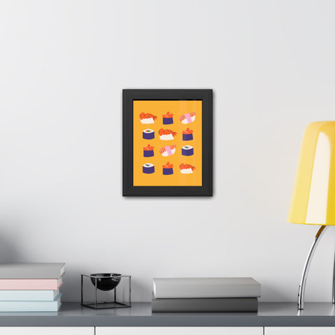 Whimsical Sushi Framed Poster - Colorful Japanese Cuisine Art
