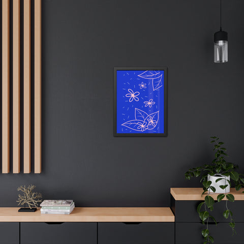 When life gives you lemons 3 - Blue Floral Framed Poster - Modern Botanical Art for Home Decor