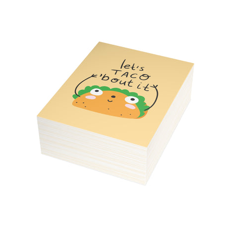 "Let’s Taco 'Bout It" Cute Taco Greeting Card — Friendship / Best Friends Greeting Card - Illustrated, Funny, Snarky, Modern