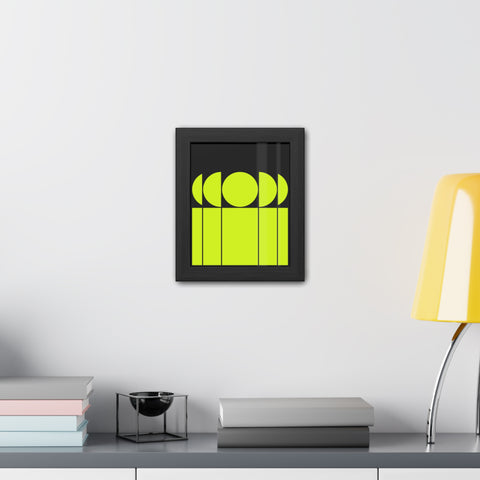 Modernica 1 - Modern Geometric Framed Poster - Bright Yellow and Black Wall Art for Contemporary Decor
