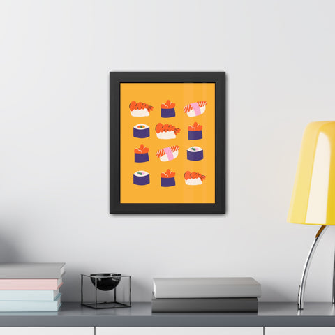Whimsical Sushi Framed Poster - Colorful Japanese Cuisine Art