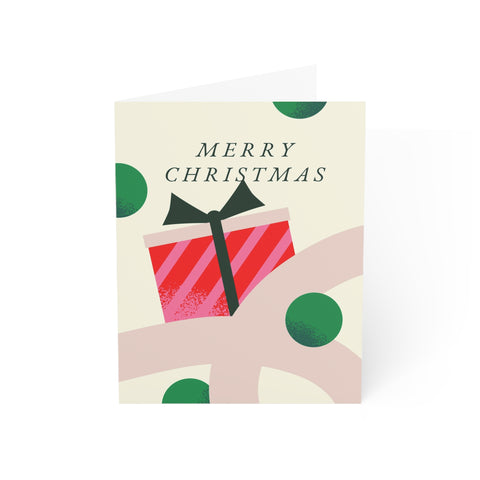 Merry Christmas Gift Box Greeting Card — Christmas / Holiday Greeting Card - Illustrated, Funny, Snarky, Modern