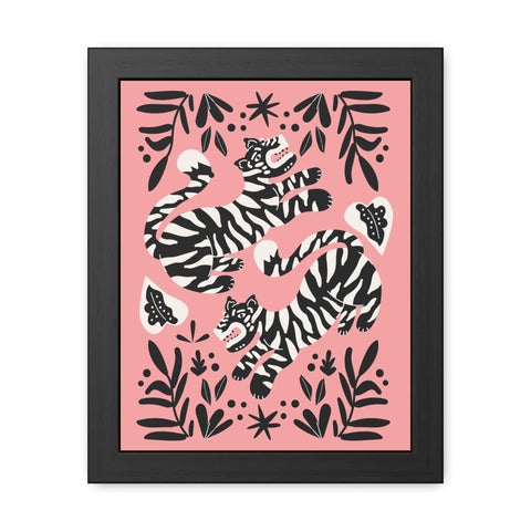 Mirror 4 - Playful Tiger Framed Poster Art for Animal Lovers - Vibrant Wall Decor
