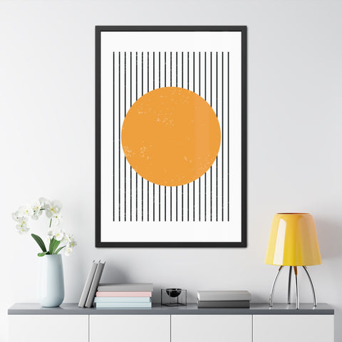 Ink Stamp 1 - Modern Geometric Framed Poster - Minimalist Art with Yellow Circle