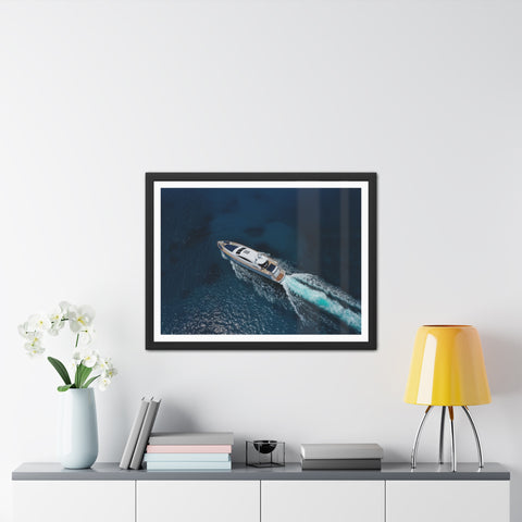 In the water - Nautical Framed Poster - Luxury Yacht at Sea Wall Art