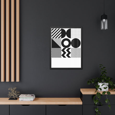 Modernica 5 - Modern Geometric Wall Art Frame - Black and White Patterns for Home Decor