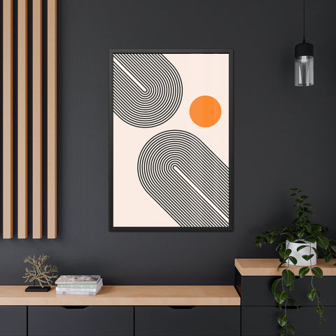Brenda 1 - Modern Abstract Framed Poster with Geometric Design and Orange Accent