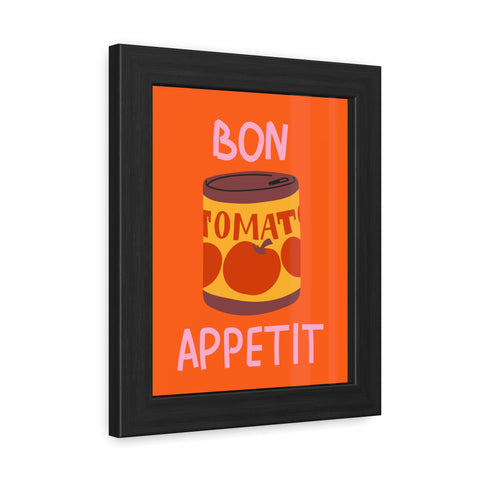 Bon Appetit Tomato Can Framed Poster - Fun Kitchen Decor for Food Lovers