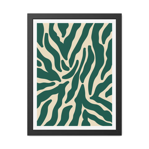 Natural formation 4- Modern Abstract Framed Poster - Green and Beige Wave Pattern Art for Home Decor