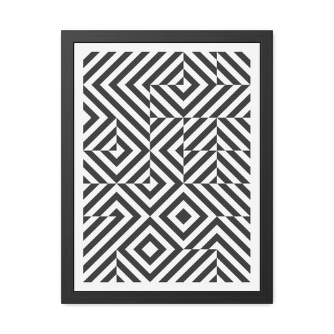 Gridline 2 - Modern Framed Poster | Black and White Geometric Art for Home Decor