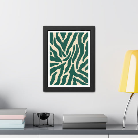 Natural formation 4- Modern Abstract Framed Poster - Green and Beige Wave Pattern Art for Home Decor