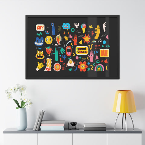 Good Vibes Framed Poster – Colorful Wall Art for Positive Energy