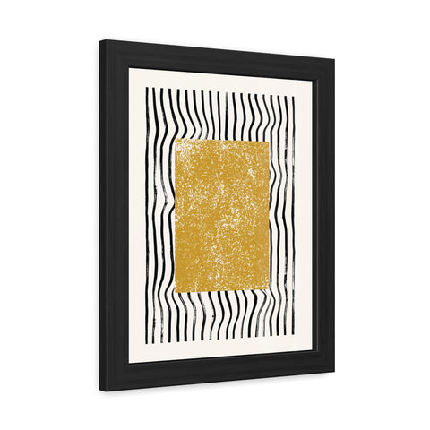 Ink Block 1 - Modern Abstract Framed Poster - Yellow and Black Art for Home Decor