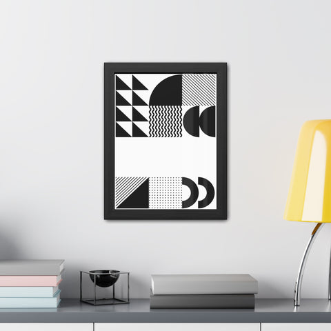 Modernica 6 - Modern Abstract Framed Poster - Black and White Geometric Wall Art