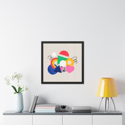 Cluster 1 - Vibrant Abstract Framed Poster - Modern Geometric Wall Art for Home Decor