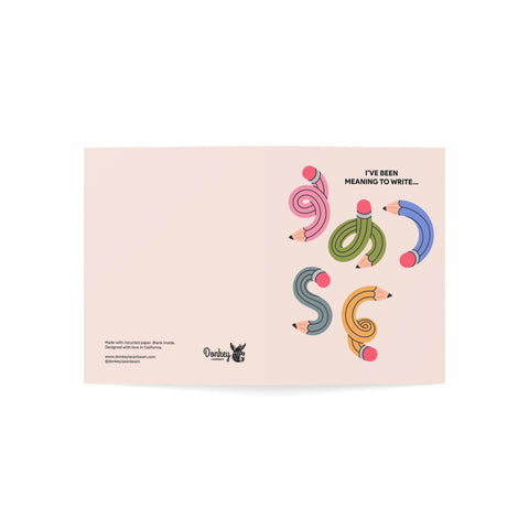 "I’ve Been Meaning to Write" Whimsical Pencil Greeting Card — Thinking Of You Greeting Card - Illustrated, Modern