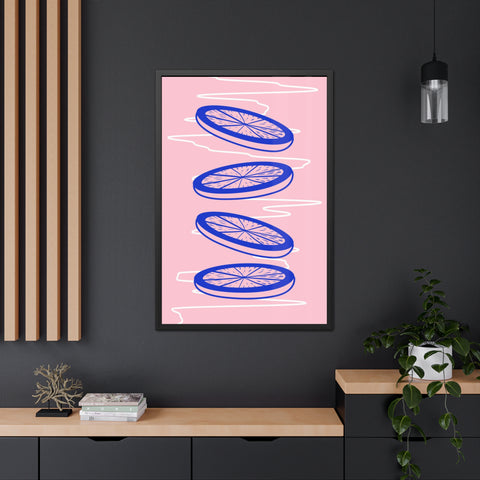 When life gives you lemons 6 - Trendy Framed Poster - Vibrant Blue Citrus Slices Art for Modern Home Decor