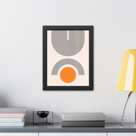 Brenda 2 - Modern Geometric Framed Poster - Minimalist Wall Art with Orange Circle