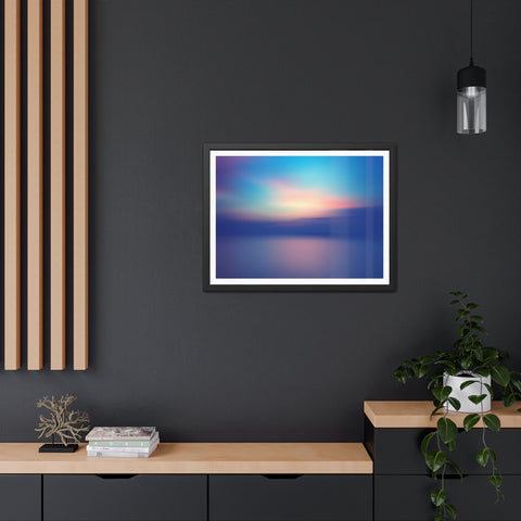 Ariel Sunset - Calming Framed Poster - Abstract Blue and Pink Wall Art for Home Decor