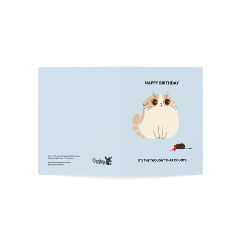 "It's the Thought That Counts" Birthday Cat Greeting Card — Birthday Greeting Card - Illustrated, Funny, Snarky, Modern