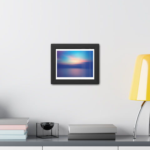 Ariel Sunset - Calming Framed Poster - Abstract Blue and Pink Wall Art for Home Decor
