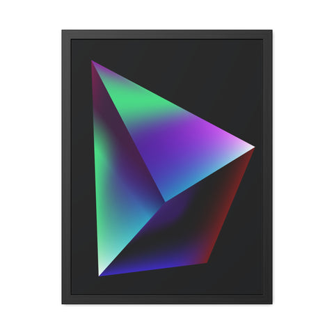 Omega 3 - Minimalist Geometric Framed Poster - Vibrant 3D Triangle Art for Modern Decor