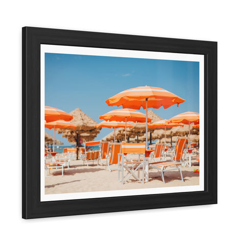 Orange Umbrellas - Tropical Beach Framed Poster - Vibrant Summer Decor & Gift for Beach Lovers