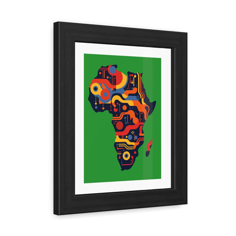 Africa 3 - Colorful African Map Framed Poster - Tech-Inspired Art for Modern Decor
