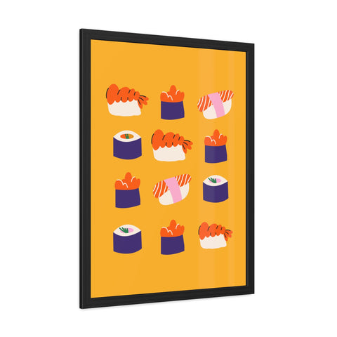 Whimsical Sushi Framed Poster - Colorful Japanese Cuisine Art
