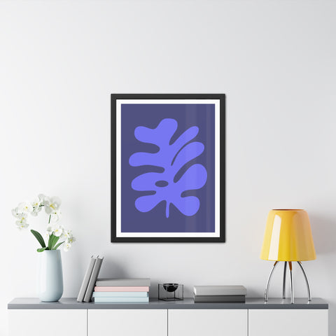 Stratica 7 - Modern Botanical Framed Poster - Abstract Blue Leaf Design for Home Decor