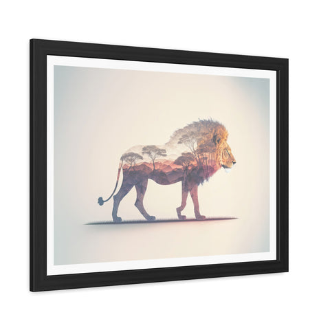Lionscape - Majestic Lion Framed Poster - Wildlife Art for Home Decor