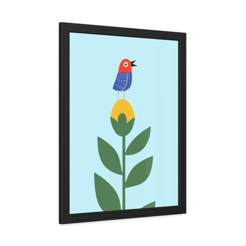 Childrana 2 - Colorful Bird & Flower Framed Poster – Cheerful Wall Art for Nature Lovers