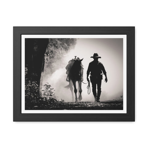 Cowboy & Horse Framed Poster - Rustic Wall Art for Equestrian Lovers