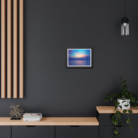 Ariel Sunset - Calming Framed Poster - Abstract Blue and Pink Wall Art for Home Decor