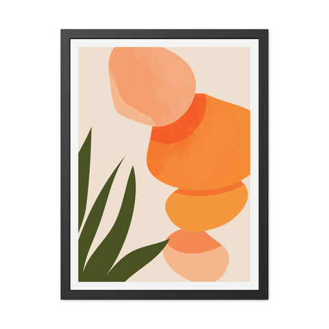 Agora 3 - Modern Abstract Framed Poster - Earthy Tones for Home Décor