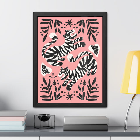 Mirror 4 - Playful Tiger Framed Poster Art for Animal Lovers - Vibrant Wall Decor