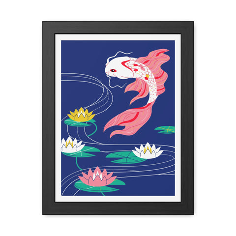 Japanese Garden 1 - Koi Fish Framed Poster - Tranquil Water Lily Art for Home Décor