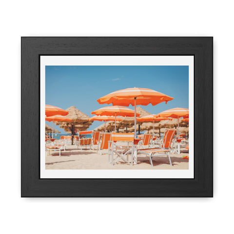 Orange Umbrellas - Tropical Beach Framed Poster - Vibrant Summer Decor & Gift for Beach Lovers