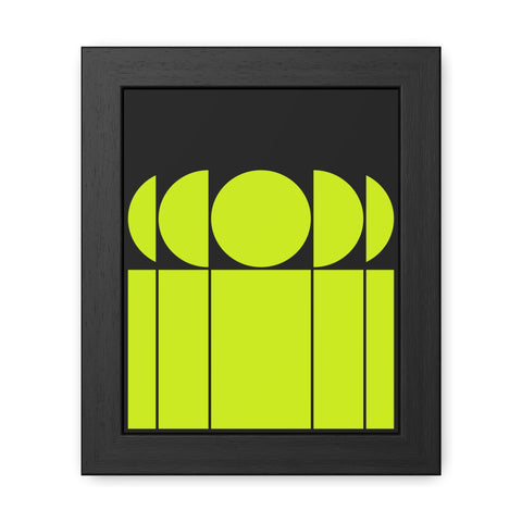 Modernica 1 - Modern Geometric Framed Poster - Bright Yellow and Black Wall Art for Contemporary Decor