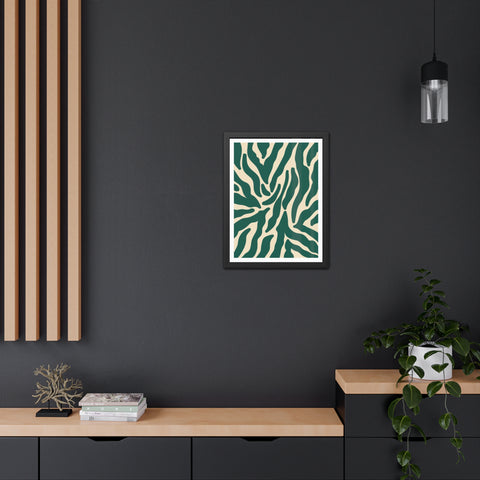 Natural formation 4- Modern Abstract Framed Poster - Green and Beige Wave Pattern Art for Home Decor